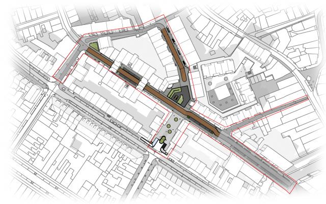 In de bruine vlakken op de afbeelding ziet u waar de werkzaamheden Lindebaan, Kaatsbaan en Gieterij precies gaan plaatsvinden.